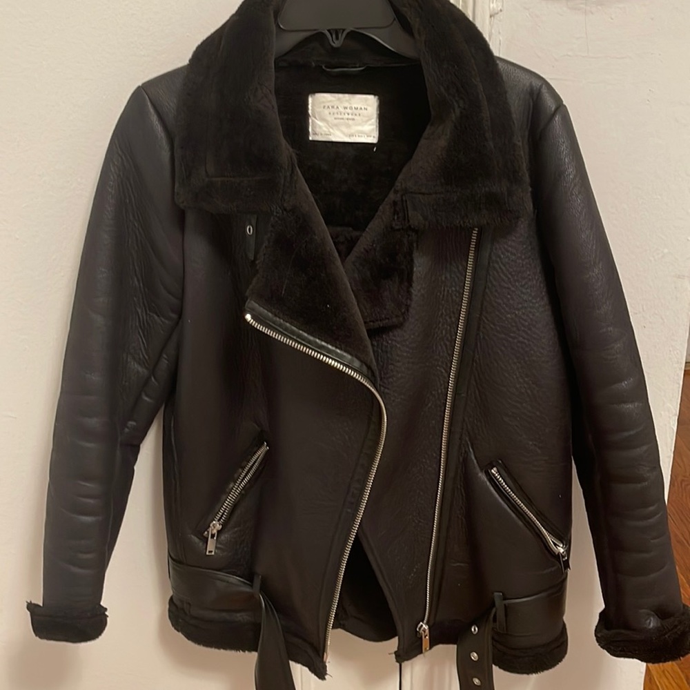 Zara black faux shearling jacket